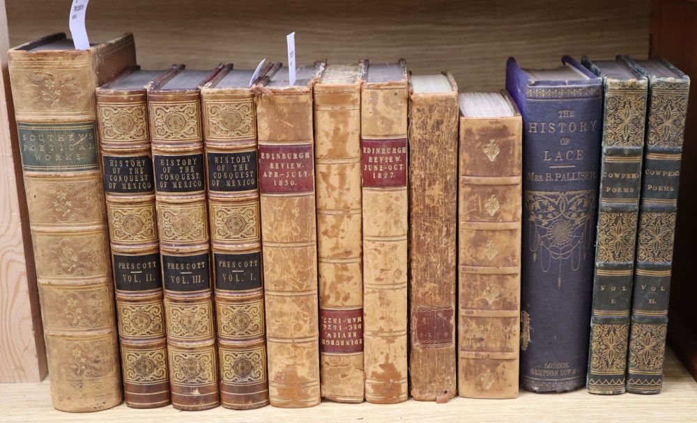 Prescott (William), History of the Conquest of Mexico, Vols I-III, 1844 and sundry leather-bound and other books